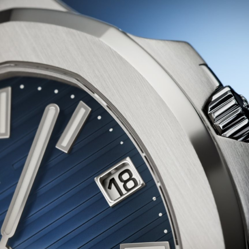 Blue dial stainless steel watch with sapphire crystal face